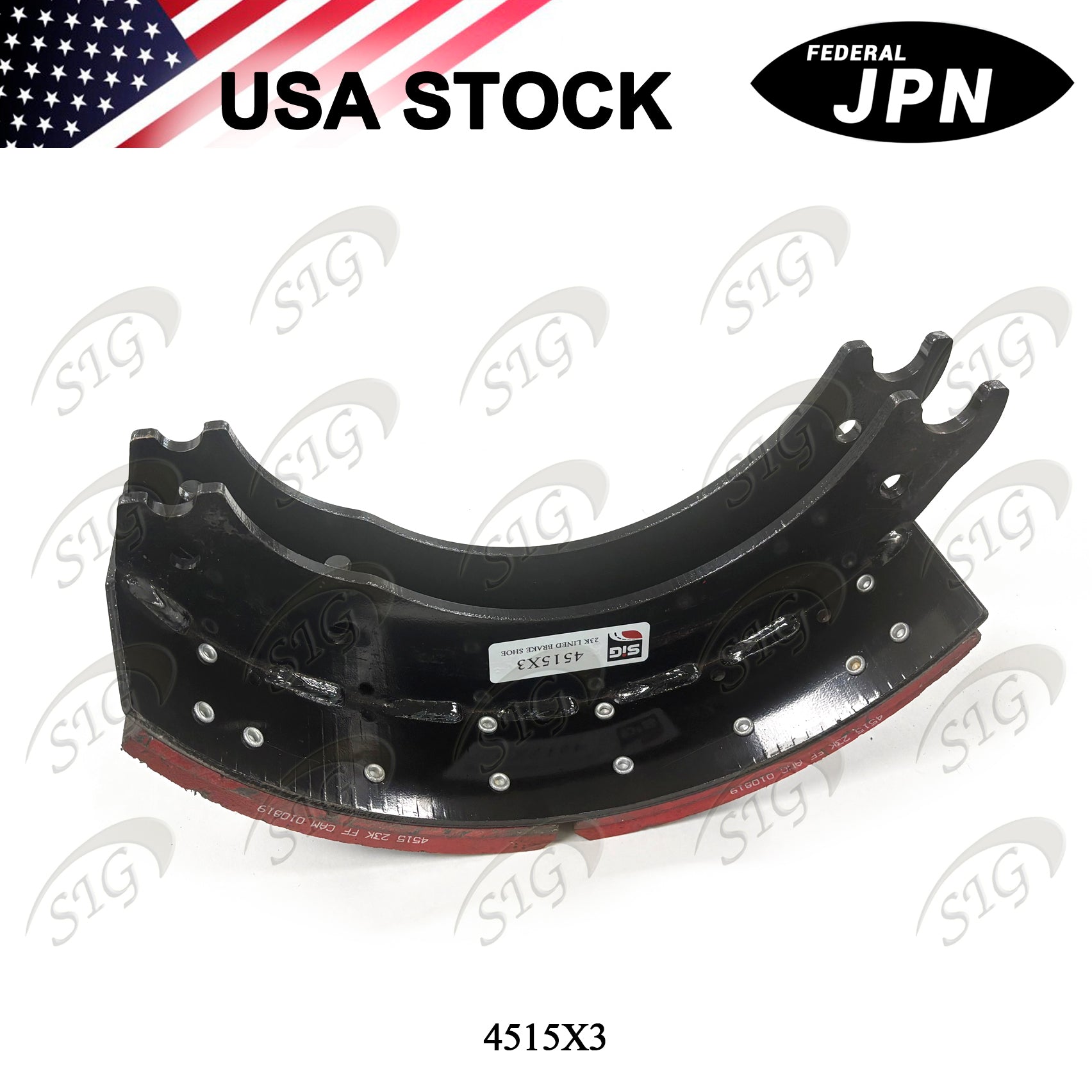 LBS4515X3 - Lined Drum Brake Shoe - 16.5" x 7.0" 4515X3 (Cross ref# GC4515X3R) 1PC