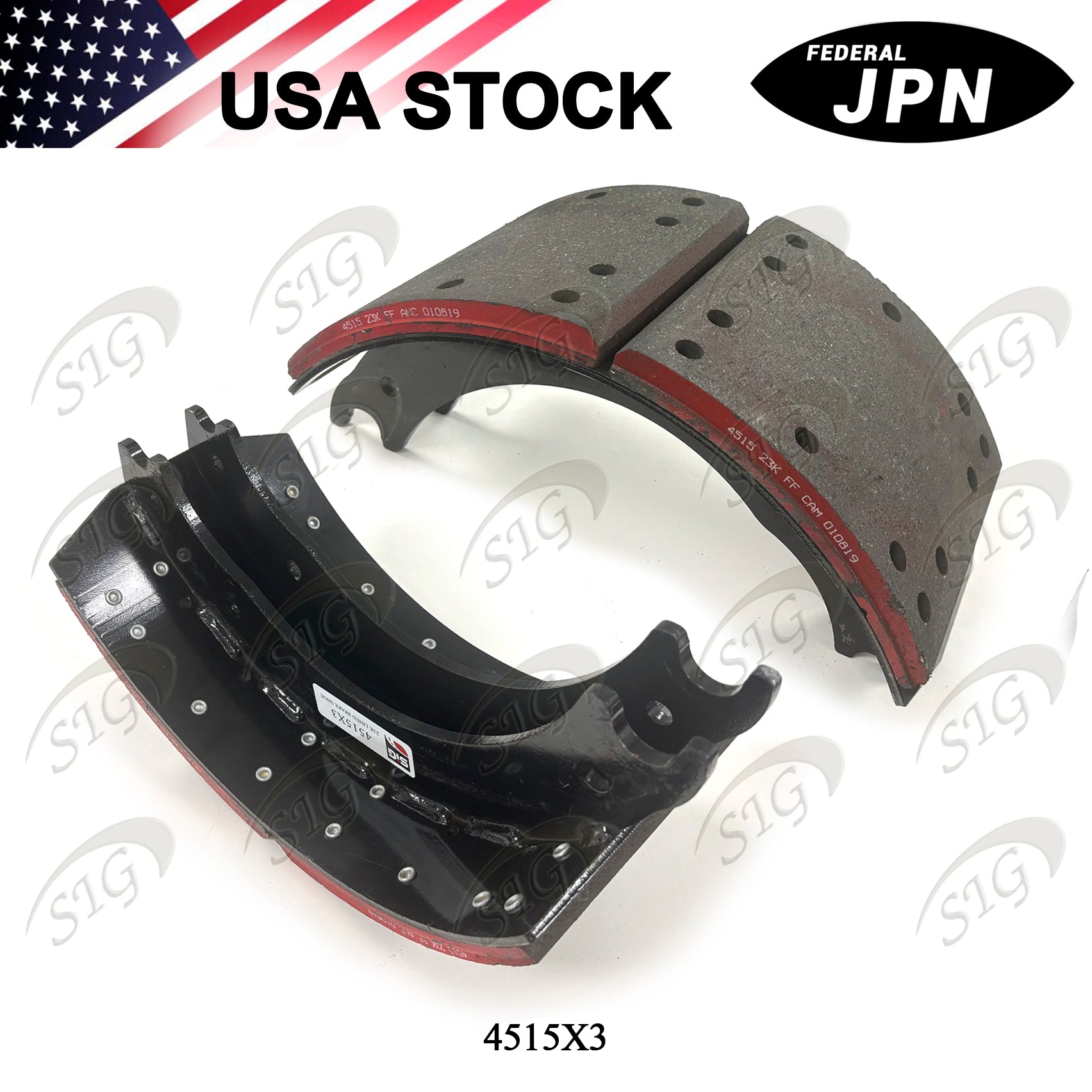 LBS4515X3 - Lined Drum Brake Shoes - 16.5" x 7.0" 4515X3 (Cross ref# GC4515X3R) 2PC
