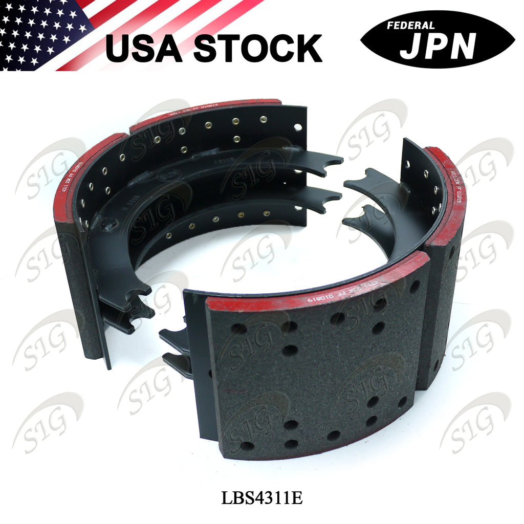 LBS4311E - Lined Drum Brake Shoes - 16.50" X 7.00" 4311E (Cross ref# XS5204311E) 2PC