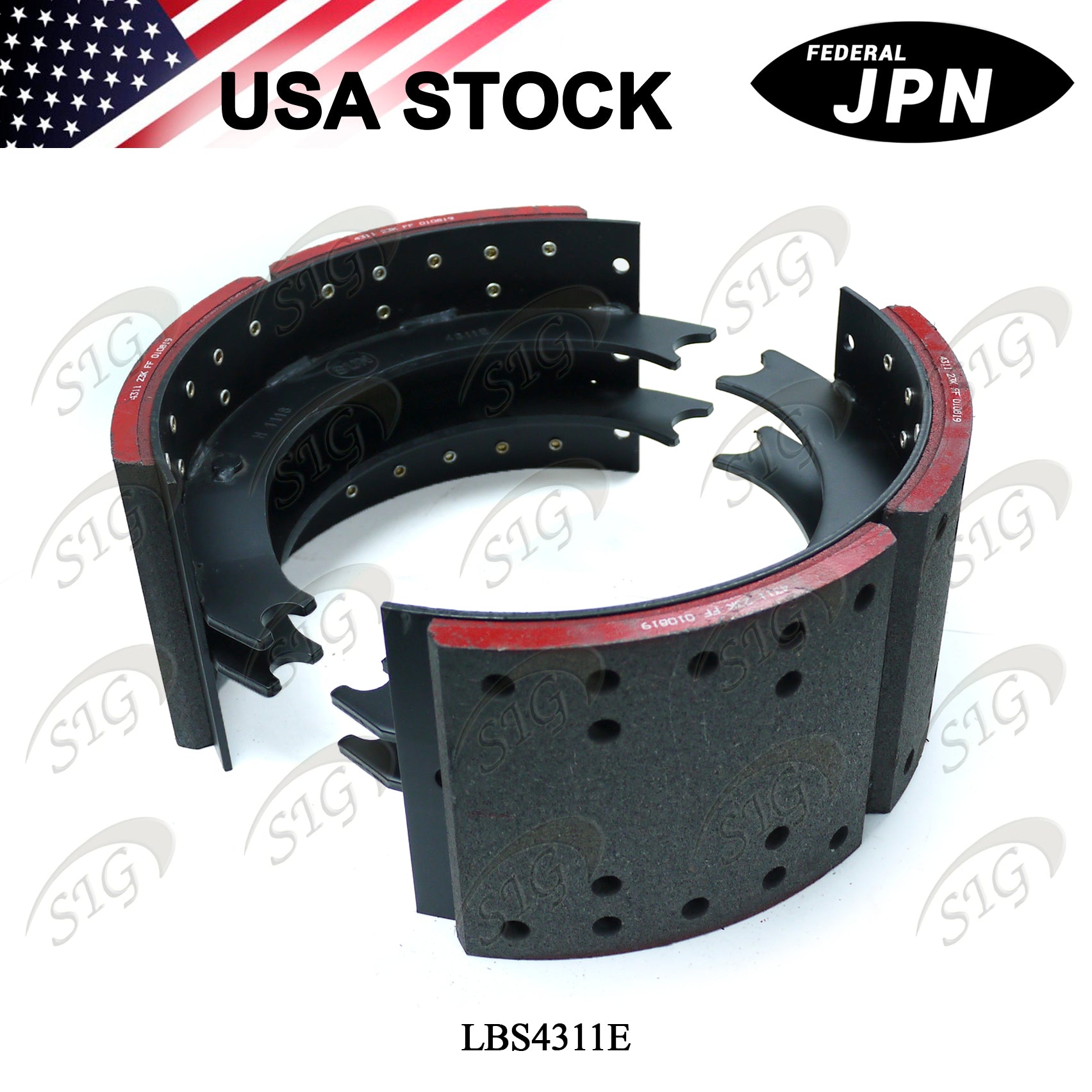 LBS4311E - Lined Drum Brake Shoes - 16.50" X 7.00" 4311E (Cross ref# XS5204311E) 2PC