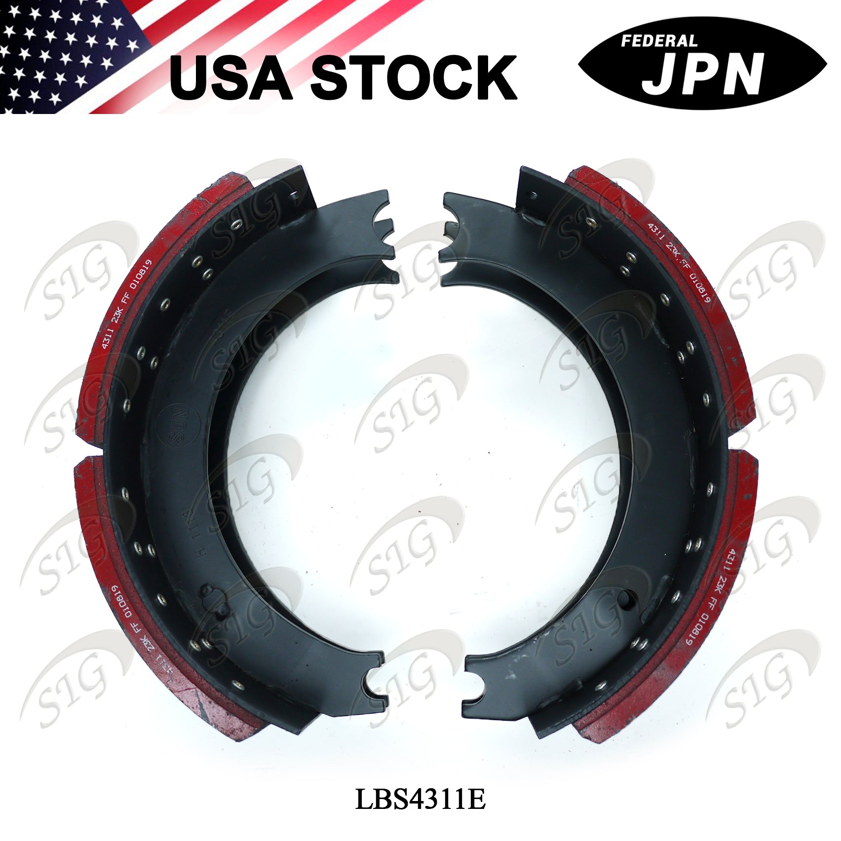 LBS4311E - Lined Drum Brake Shoes - 16.50" X 7.00" 4311E (Cross ref# XS5204311E) 2PC