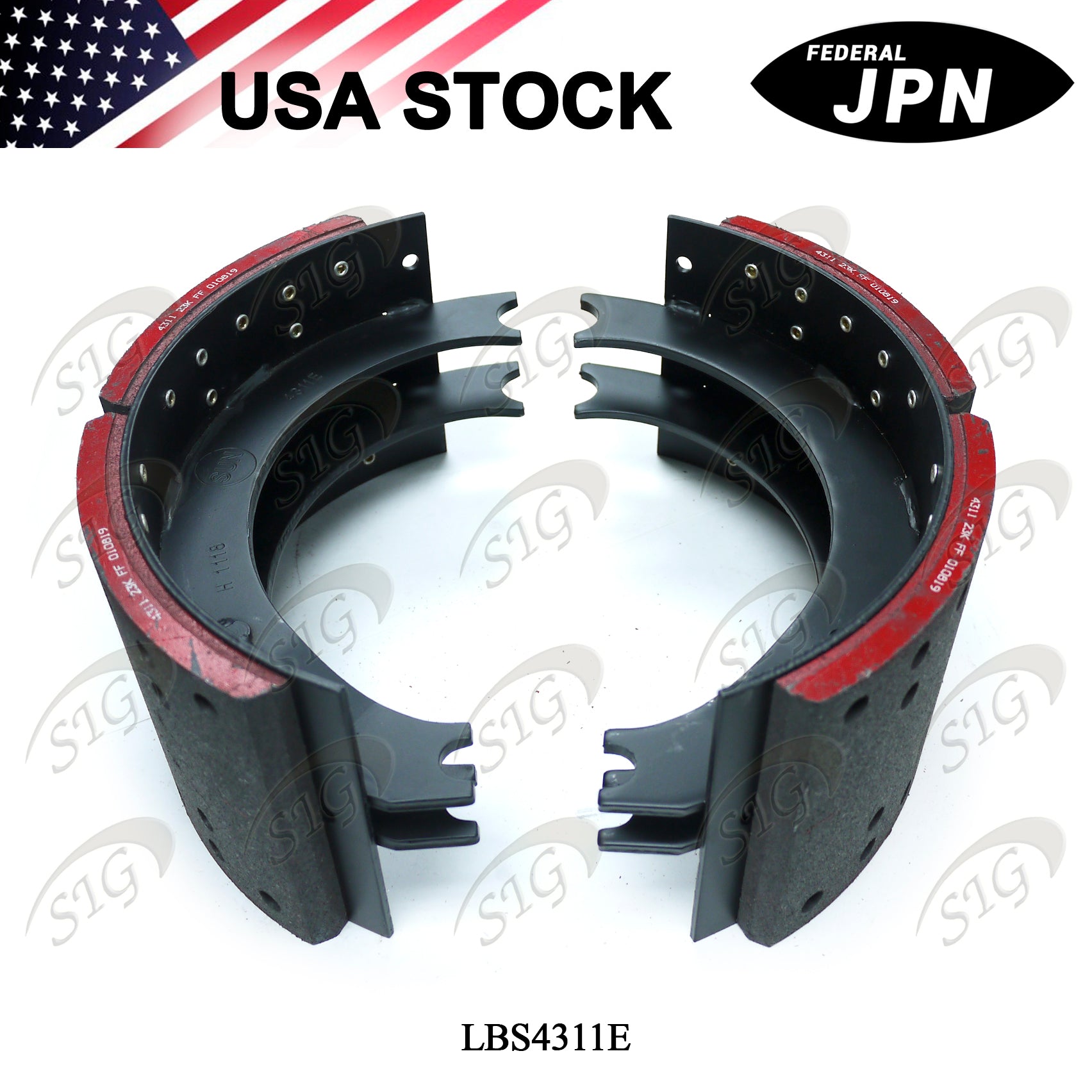 LBS4311E - Lined Drum Brake Shoes - 16.50" X 7.00" 4311E (Cross ref# XS5204311E) 2PC
