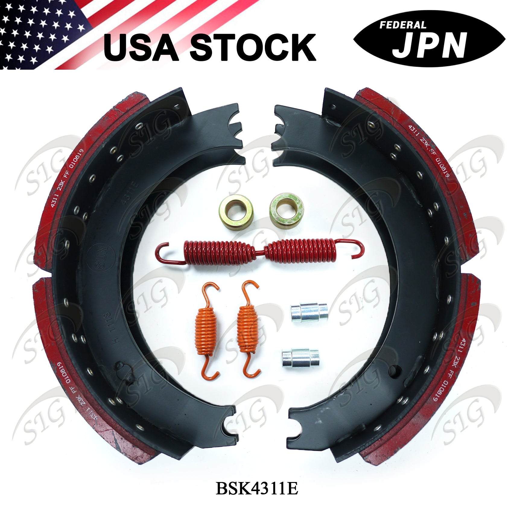 BSK4311E - Brake Shoe Box Kit Include Two Lined Brake Shoe 4311E & One Brake Repair Kit E1887AHD