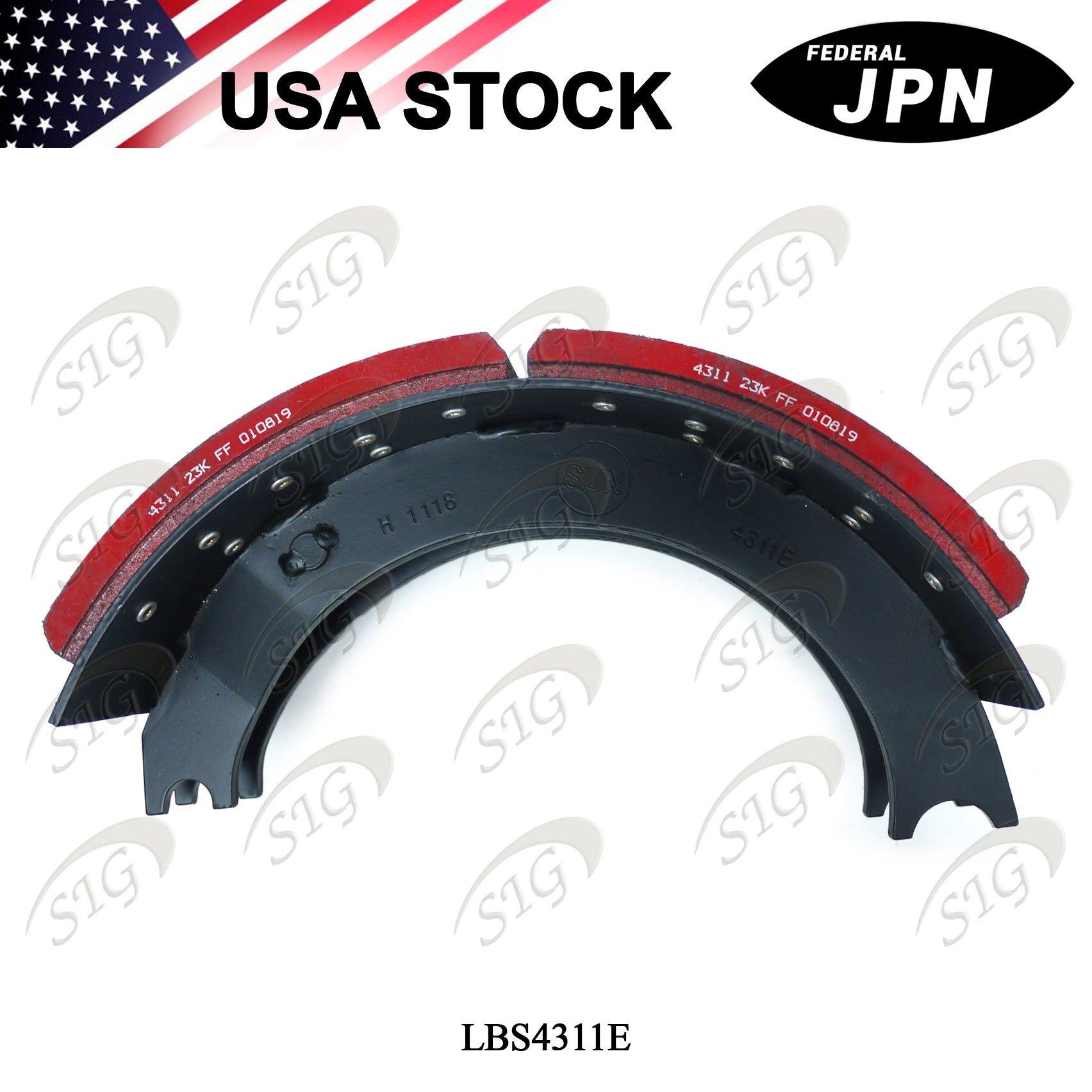 LBS4311E - Lined Drum Brake Shoe - 16 1/2" X 7" 4311E (Cross ref# XS5204311E)